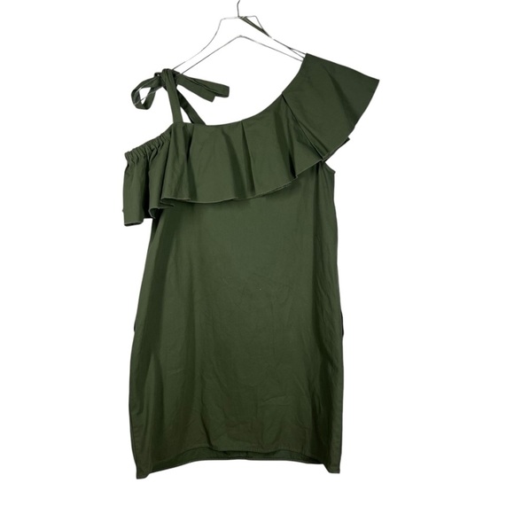 ENGLISH FACTORY Green Mini Dress Assymetrical Ruffle Size Medium - Picture 5 of 7